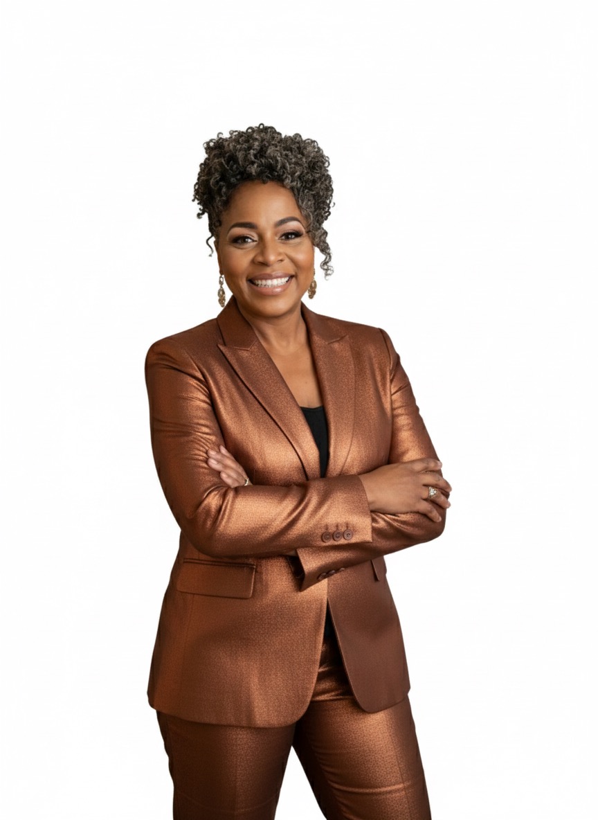 Nina, founder of The Say Your Grace Initiative, smiling with her arms crossed